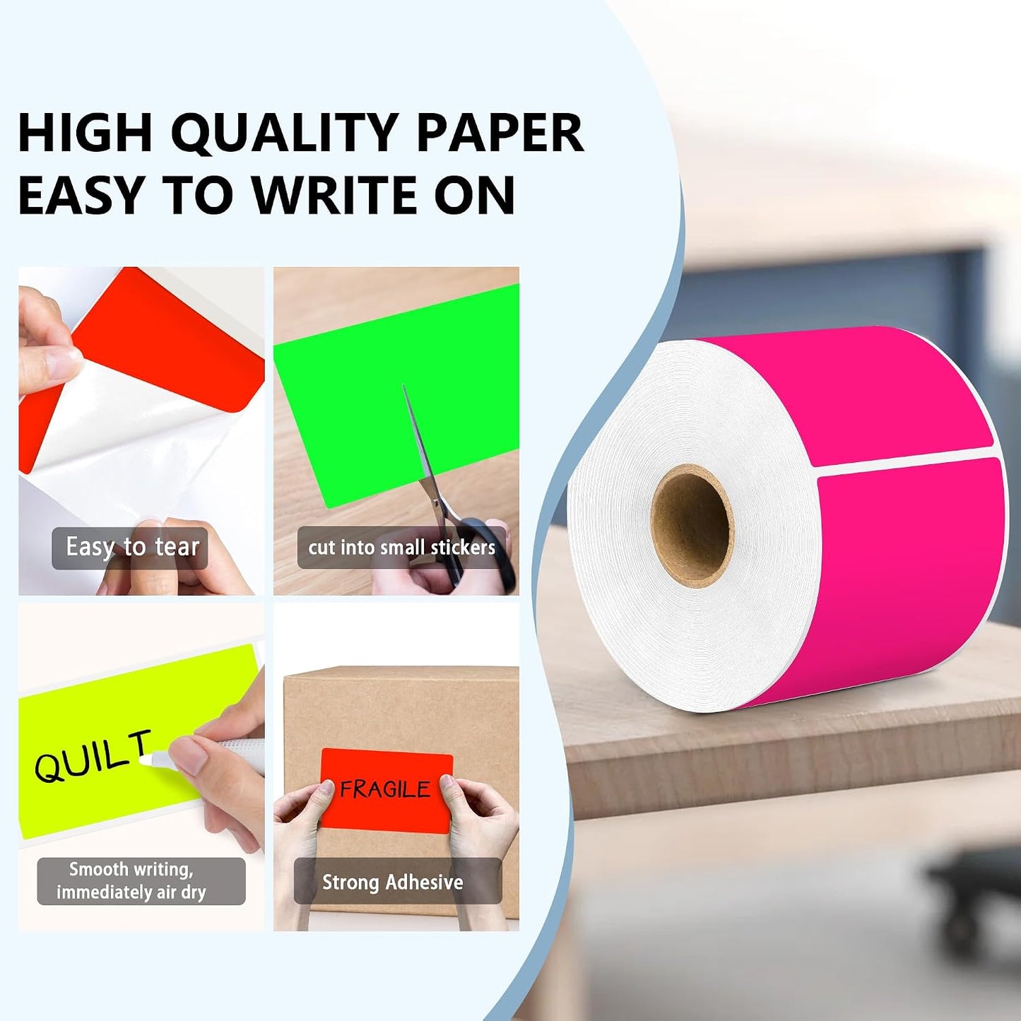 PARLAIM 3 X 5 Inch Rectangle Adhesive Color Coding Stickers,Square Inventory Stickers -250 Per Dispenser Box (Fluorescent Green)