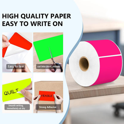 PARLAIM 3 X 5 Inch Rectangle Adhesive Color Coding Stickers,Square Inventory Stickers -250 Per Dispenser Box (Fluorescent Green)