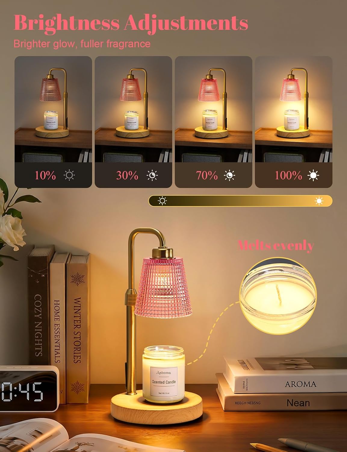 Candle Warmer Lamp with Timer Dimmable, Wax Warmer for Scented Jar Candles, Adjustable Height Candle Lamp for Home Decor, Birthday Gifts for Women Mom House Warming Gifts, Matte Black