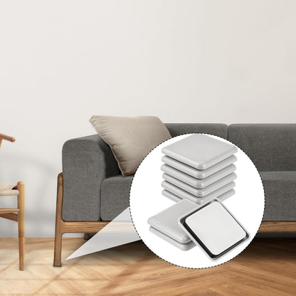 8 PCS Square Furniture Sliders, 2 Inch Plastic Square Floor Glides, Self-Adhesive Furniture Pads Small Moving Sliders for Hardwood Chair Carpet Tile Ground Protector(Grayish White)