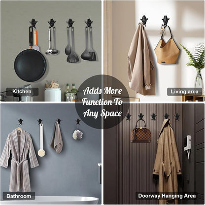 Coat Hooks Wall Mounted, Rustic Bat Key Hook Holder, Heavy Duty Decorative Black Wall Hooks for Mudroom, Towels, Hat Rack, Purse Hooks, Cast Iron Decorative ‎Antique Black Hooks