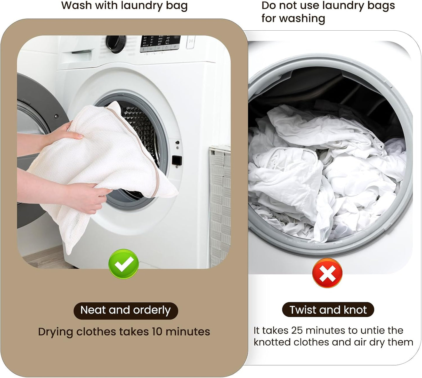 6 Pieces Large Durable Organic Cotton Mesh Laundry Bags, Durable Cotton Mesh Laundry Bag with Sturdy Zipper, Exquisite Laundry Bag for Lingerie, Socks, Clothes, Pants, Underwear, Breathable