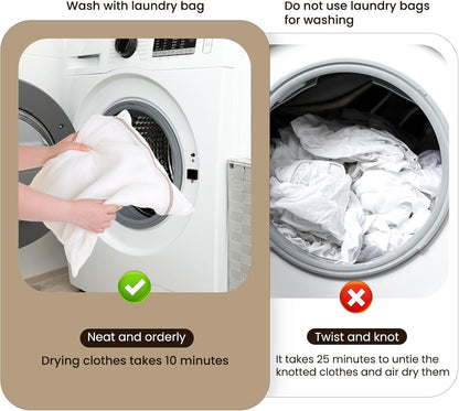 6 Pieces Large Durable Organic Cotton Mesh Laundry Bags, Durable Cotton Mesh Laundry Bag with Sturdy Zipper, Exquisite Laundry Bag for Lingerie, Socks, Clothes, Pants, Underwear, Breathable