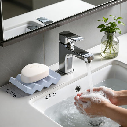 Self Draining Bar Soap Holder Diatomite Soap Dish Fast Drying Soap Saver Small Sponge Caddy for Shower, Bathroom, Kitchen Sink, Kitchen, Blue