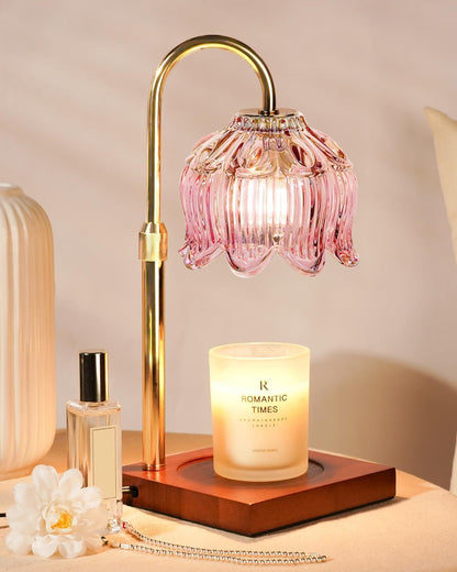 Funistree Flower Candle Warmer Lamp with Timer & Dimmer, Adjustable Height Candle Warmer, Christmas Birthday Gifts for Women Mom, House Warming New Home Decor, Wax Warmer with 2 Bulbs for Jar Candles