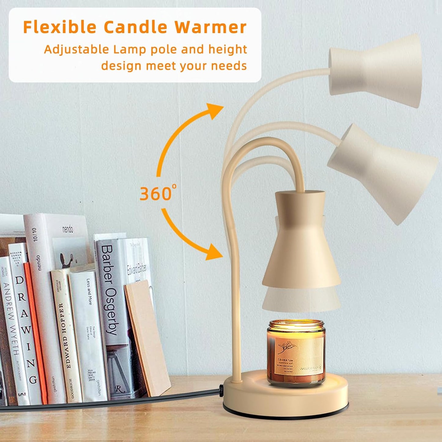 LALISU Candle Warmer Lamp with Timer and Dimmer, Vintage Electric Melter Candle with 2 Bulbs, Melter Scented Height Adjustable Compatible with Jar Candles, House Warming Gifts (Black)