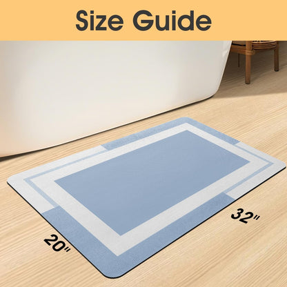 ACCUMTEK Non Slip Bath Mat, Thin Bathroom Rugs Fit Under Door, Quick Dry Bath Mats, Machine Washable Bath Rugs for Bathroom, Bathtub & Kitchen, Grey/Bordered/24 x17