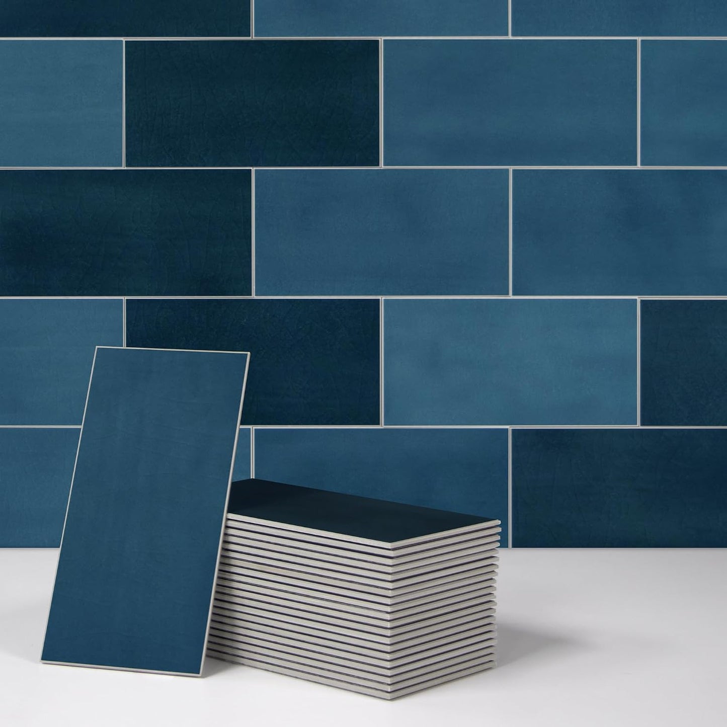 SUNWINGS 100-Sheet Subway Peel and Stick Backsplash Tile, 6" x 3" White Mixed Stone Composite Handmade Looks Self Adhesive Waterproof Wall Tile, Stick on Tiles for Kitchen Bathroom Shower Fireplace
