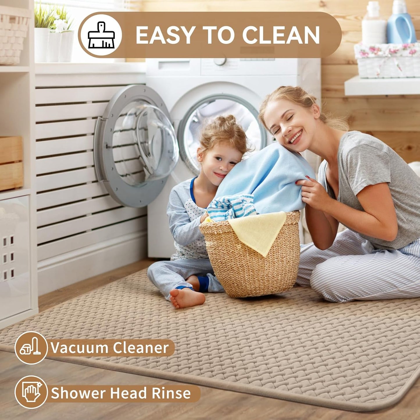 YDKGL Bathroom Rugs Non Slip, Super Absorbent Quick Dry Bath Mats for Bathroom, Foam Weave Texture Thin Bath Rugs Washable with Rubber Backing Fit Under Door Outside Shower,16" x 24“