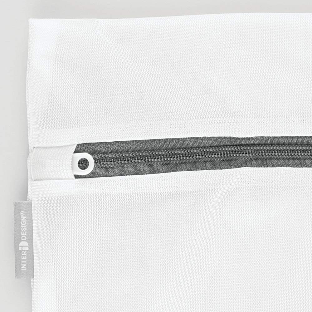 iDesign Mesh Laundry Bags with Built in Zipper for Cleaning Delicates– Set of 2, 1 Medium and 1 Large Bag, White