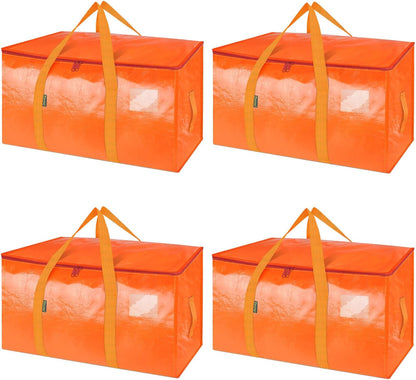 BALEINE 6-Pack Oversized Moving Bags with Reinforced Handles, Heavy-Duty Storage Tote for Clothes, Moving Supplies (Clear, 6-Pack)