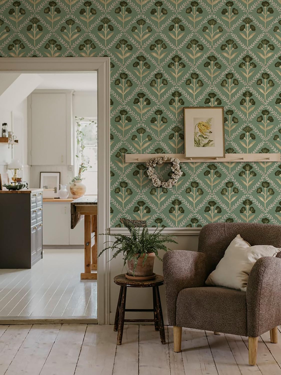 Orainege Floral Wallpaper Peel and Stick Wallpaper Modern Contact Paper 16.9in x 118.1in Self Adhesive Wall Paper for Bedroom Bathroom Shelf Liner Decor Removable