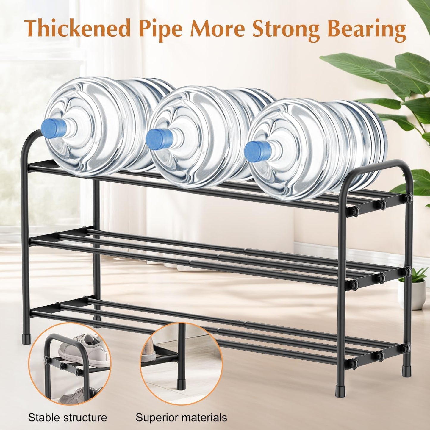 INSMART 3-Tier Expandable Shoe Rack, Stackable and Adjustable Shoes Organizer Storage Shelf, Sturdy and Durable Metal Structure Free Standing Shoe Rack for Closet Entryway Doorway