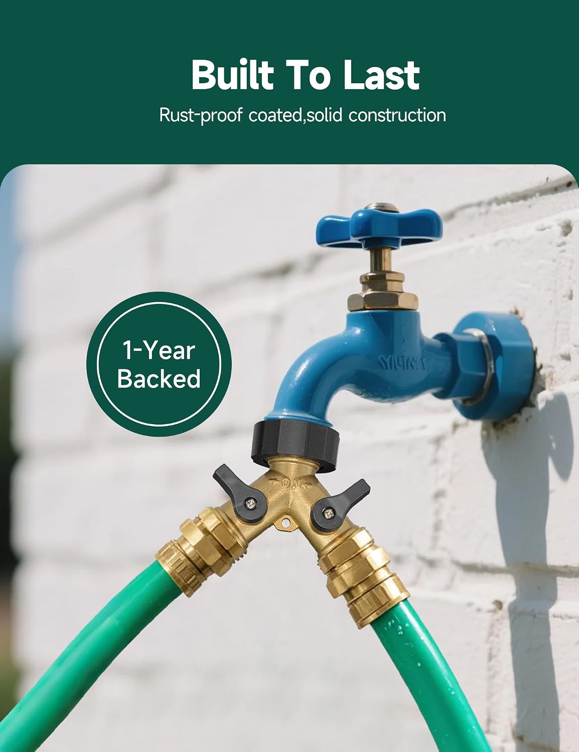 STMOUTUO Heavy Duty Solid Brass RV Water Hose & Garden Hose Splitter. | 3/4 Inch 2-Way Y Connector with Double Shut Off Valves | Rust-Resistant, Zero Leak Design.