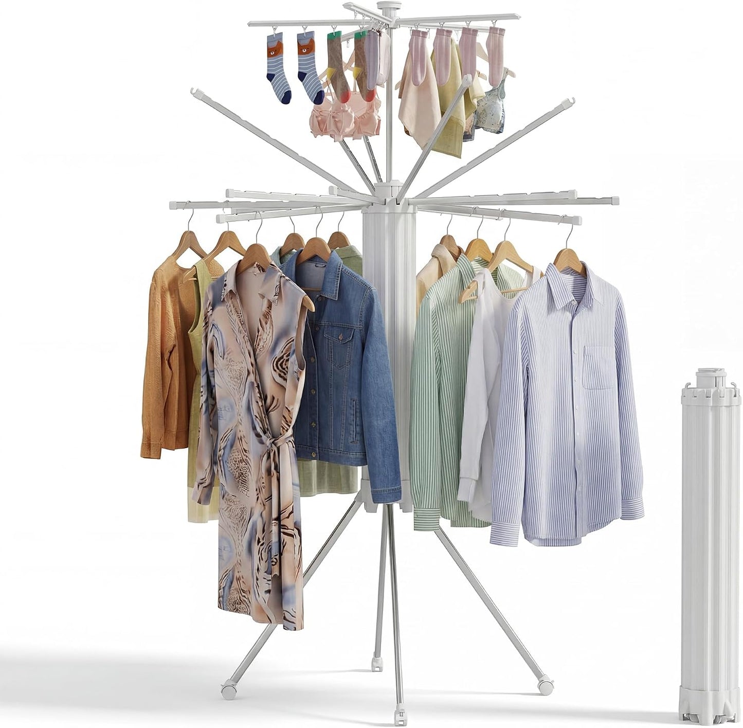 RFOUO Wall Mounted Clothes Drying Rack Tripod,Foldable Drying Rack,Wall Mounted Dryer Rack Clothing,Over The Door Drying Rack for Laundry Bedroom Household Aluminium