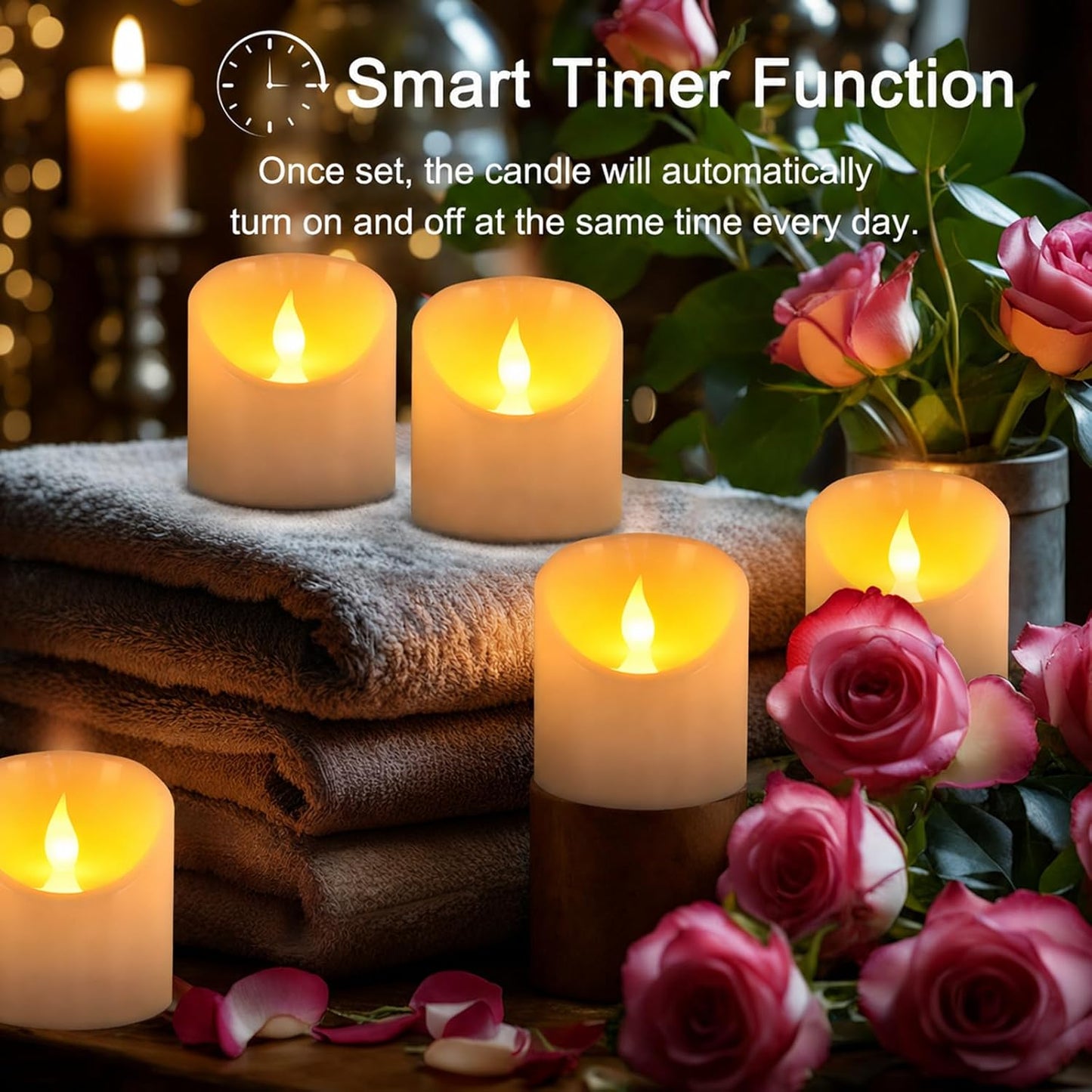 3"x3" Flickering Flameless Candles, Realistic LED Candles, Battery Operated Candles with Remote and Timers, Real Wax Electric Fake Pillar Candles for Festival Wedding Home Party Decor -2Pack