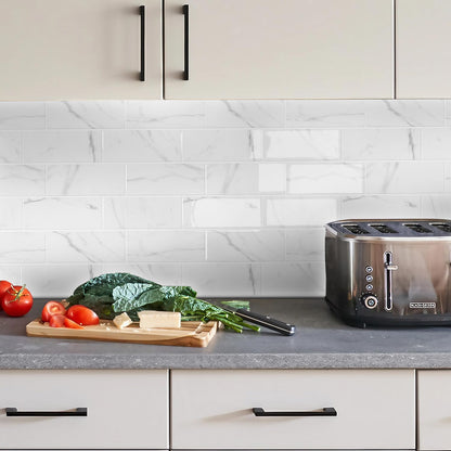 STICKGOO 10 Sheets Subway Tile Peel and Stick Backsplash, Extra Thick 3D Wall Tiles with Commercial-Grade Adhesive for Kitchen, Bathroom, Laundry Room,11.56"x8.38"(White)
