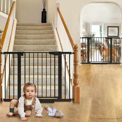 Cumbor 30-46" Baby Gate for Stairs, Mom's Choice Awards Winner-Auto Close Dog Gate for The House, Gifts for Mom, Easy Install Pressure Mounted Pet Gates for Doorways, Black