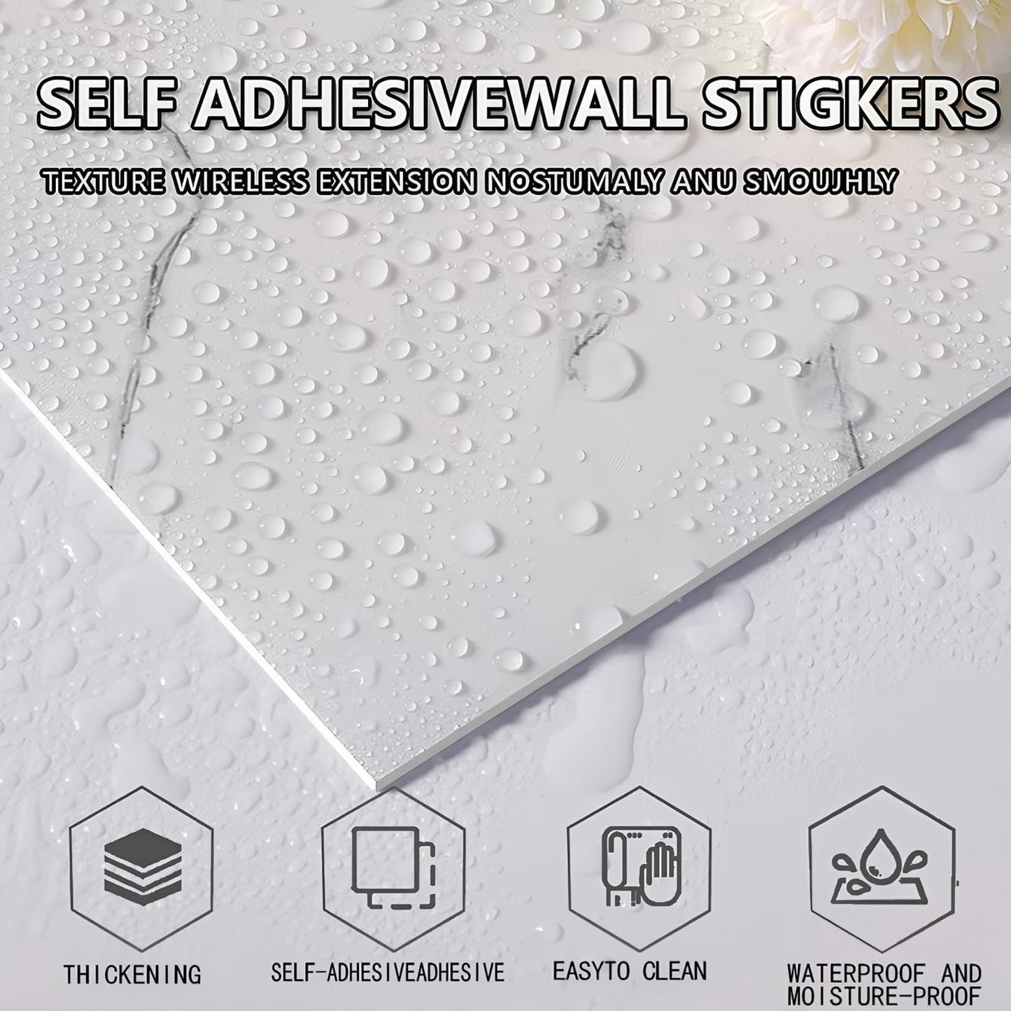 10pcs Peel and Stick Tile Shower Waterproof Marble Tiles Wall Panels, 11.8"x11.8" Self-Adhesive Backsplash Tile, PVC Wall Panels Shower Tiles for Home Bathroom, Kitchen, Living Room Blue