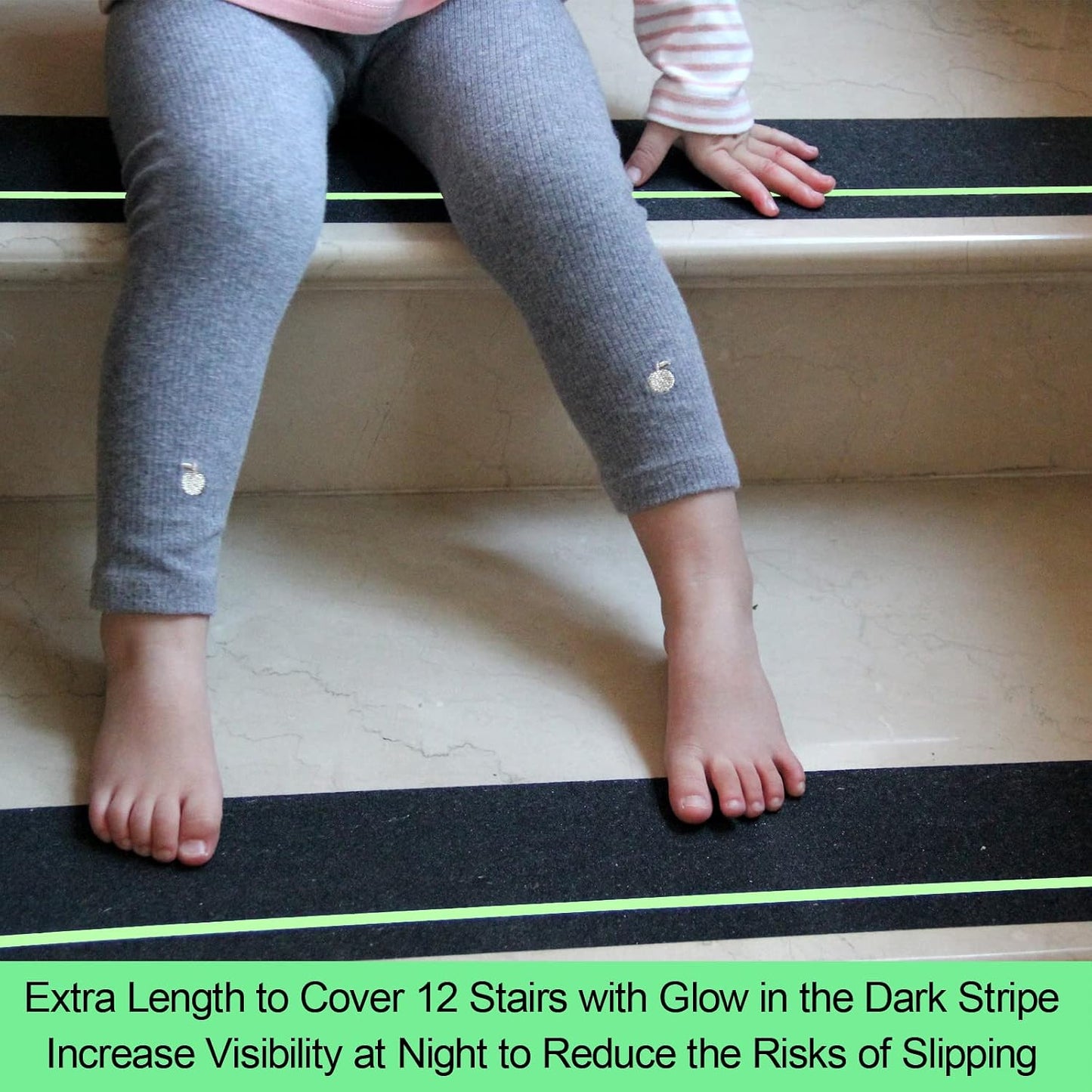 6" x 30" Anti Slip Traction Treads Tape (12-Pack), Pre-Cut Grip Tape for Stair Steps Outdoor, Waterproof Black Non Slip Stair Treads for Floor Safety, Easy to Install