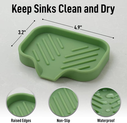 Zulay Kitchen (9x3.5in) Sponge Holder for Kitchen Sink - Flexible Heavy-Duty Multipurpose Sink Caddy - Counter Organizer for Kitchen, Bathroom, Makeup, Trinkets & More! (Grey)