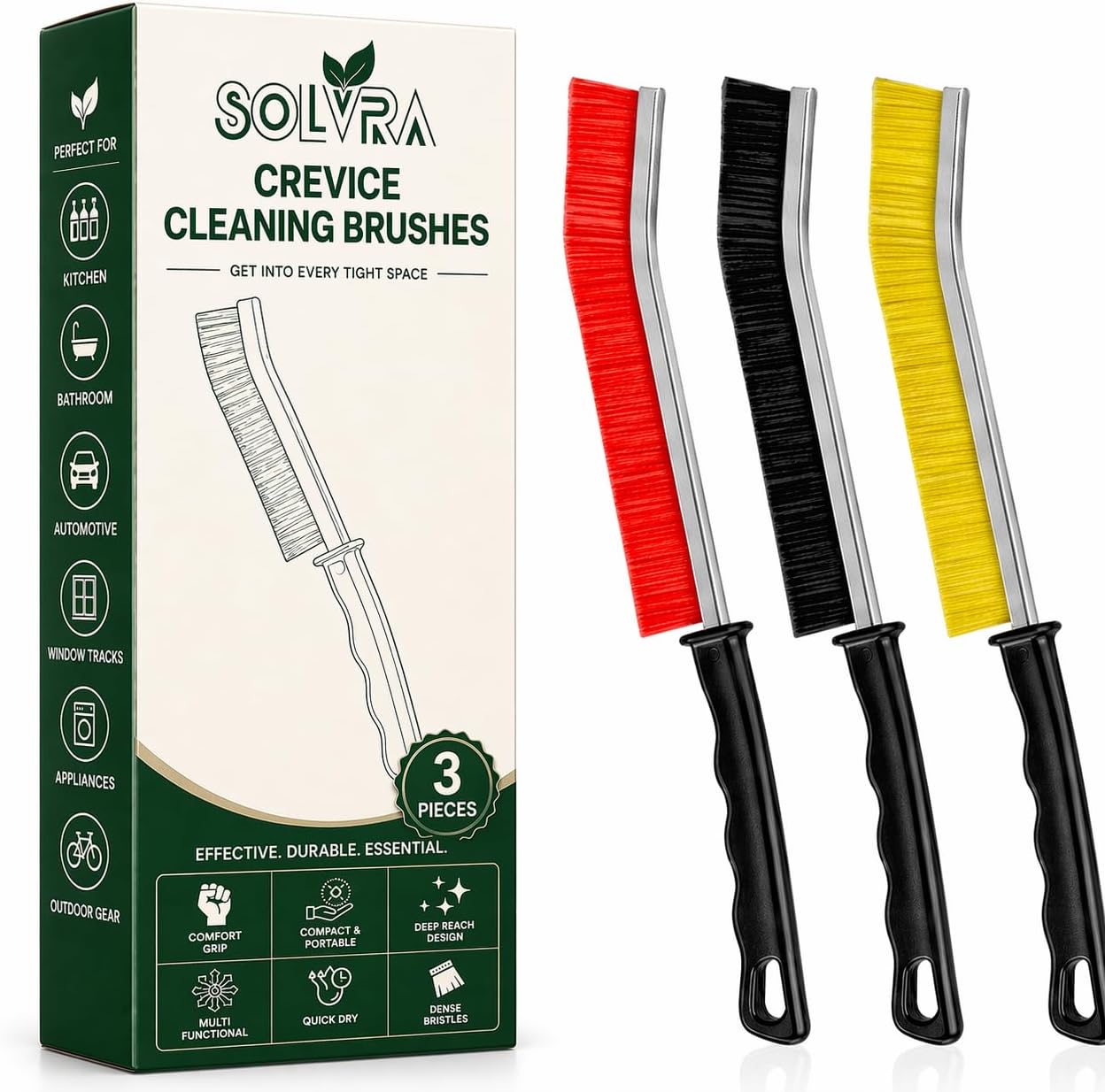 Crevice Cleaning Brush Set – 6Pcs Hard Bristle Cleaning Tools for Grout, Tile Floors, Gaps & Narrow Spaces – Small Grout Scrub Brush for Cleaning Bathroom, Shower, Window Tracks, Kitchen