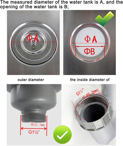 Stainless Steel Sink Drain Filter Removable Strainer with Overflow Hose, Anti Clogging Kitchen Bathroom Drain Stopper Mesh Hair Catcher