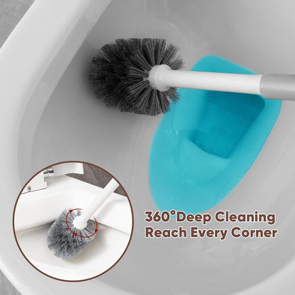 Eyliden Toilet Plunger and Brush Set, 2-in-1 Compact Holder | Unclogs Toilets, Deep Cleans Bowls, Nylon Bristles, Rubber Cup, Durable Plastic Caddy, Space-Saver, Bathroom Cleaning Tools