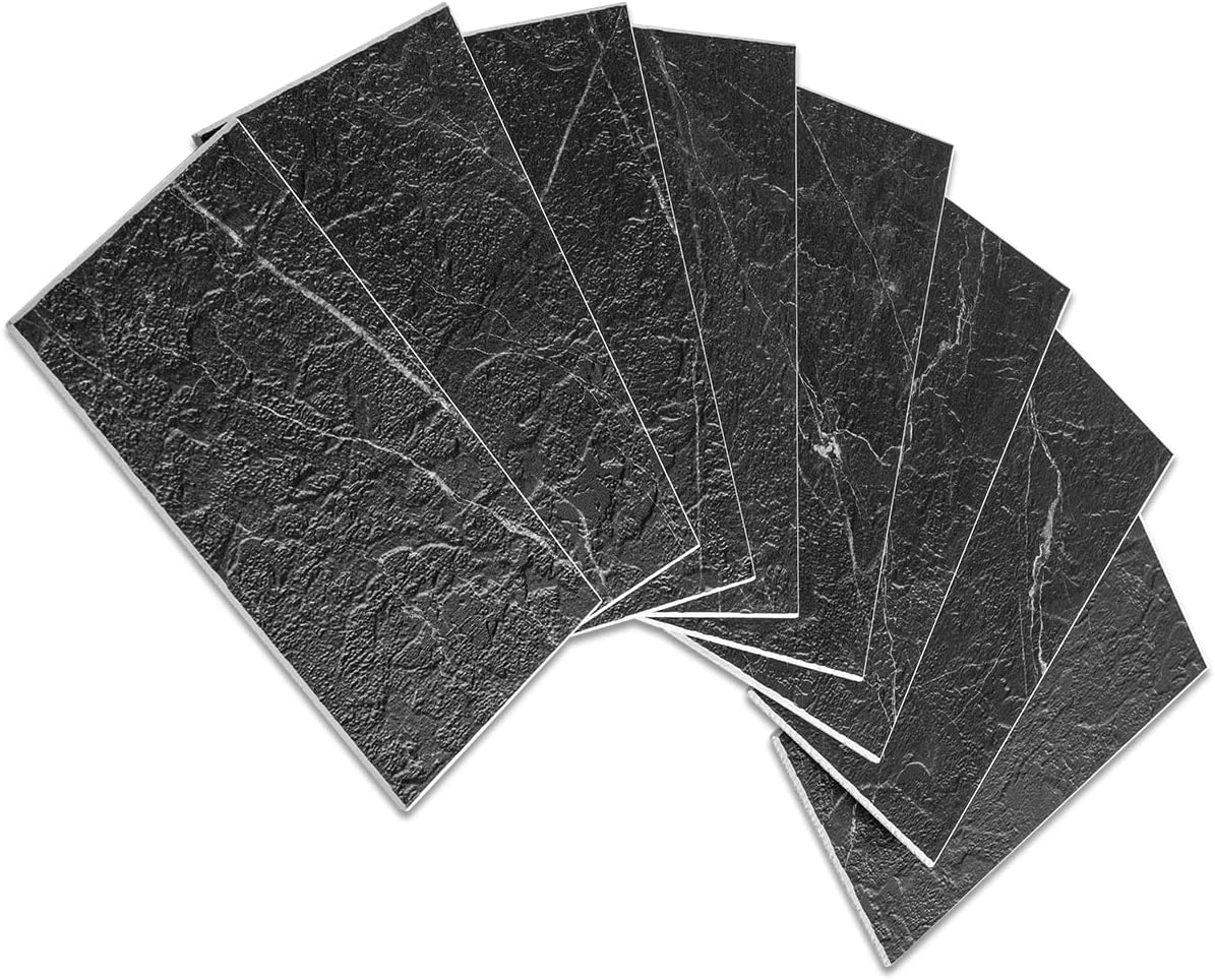 AULIGET 100 Piece Rust Slate Peel and Stick Backsplash Wall Tiles, 3" x 6" PVC Faux Stone Stick on Tiles for Backsplash Kitchen, Bathroom, Laundry Room, Camper, Fireplace