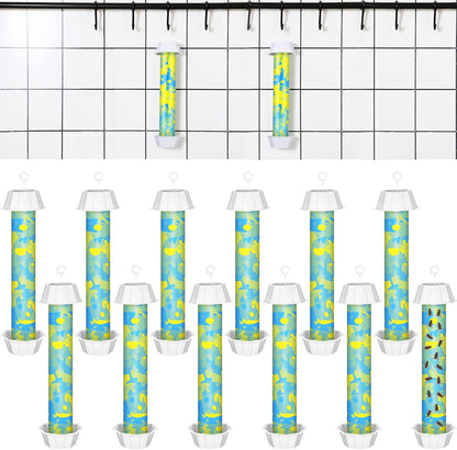 Qualirey 12 Pcs Sticky Fly Trap Fly Stick with Hanging Hook Adhesive Mosquito Catcher for Indoor Outdoor Trap Houseflies and Flying Insects Bee Wasp Moth Fly, 10.2 x 2.5 Inch