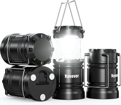 4-Pack Solar Camping Lanterns,Rechargeable LED with USB/Solar/AA Battery,Magnetic Base,Hanging Hook,Collapsible, Waterproof for Emergency, Hiking,Hurricane,Campsites,Lanterns for Power Outages