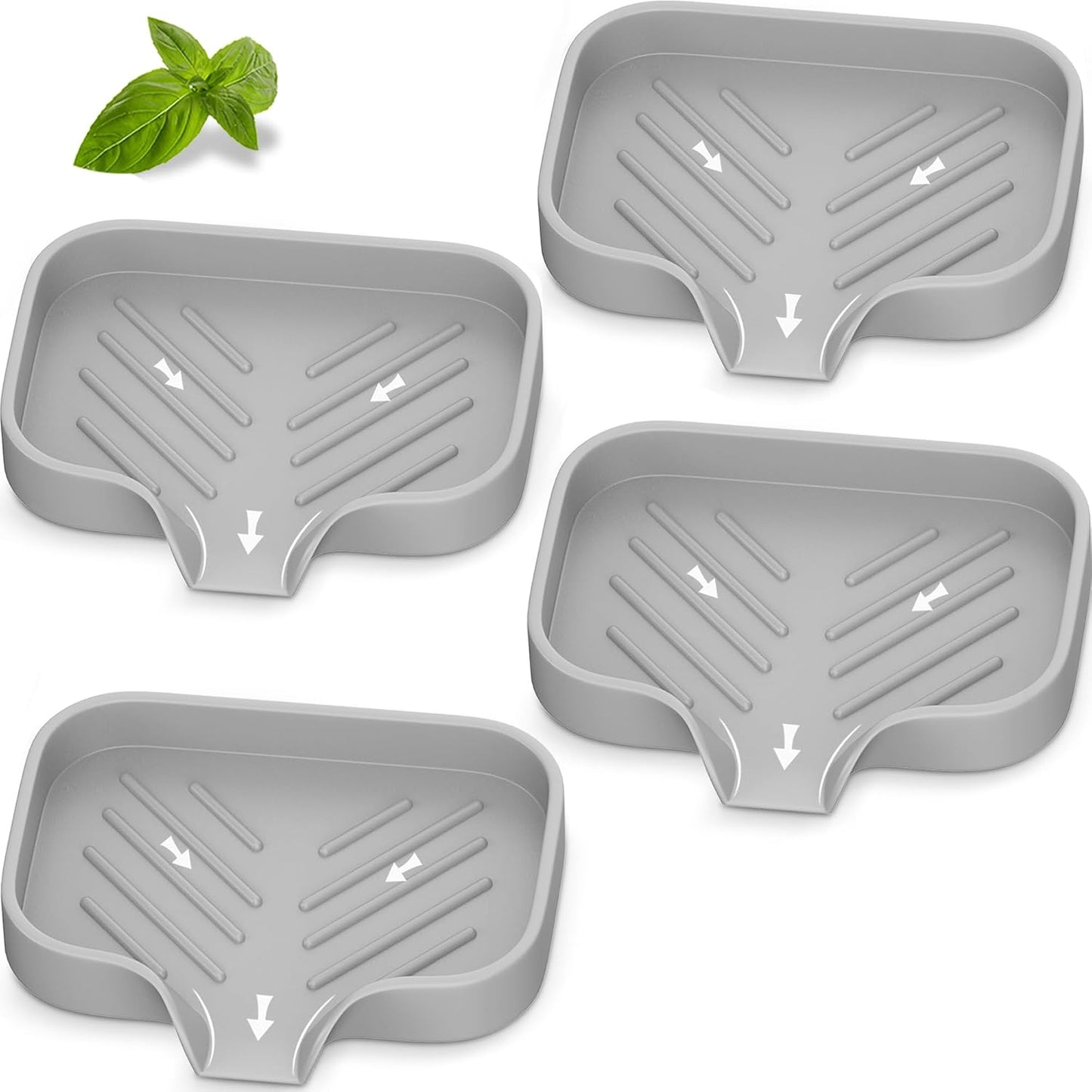 Great Silicone Soap Dish - 4 Pcs Thickened Self-Draining Soap Tray for Shower & Bathtub-Great High-Purity Silicone Soap Dish