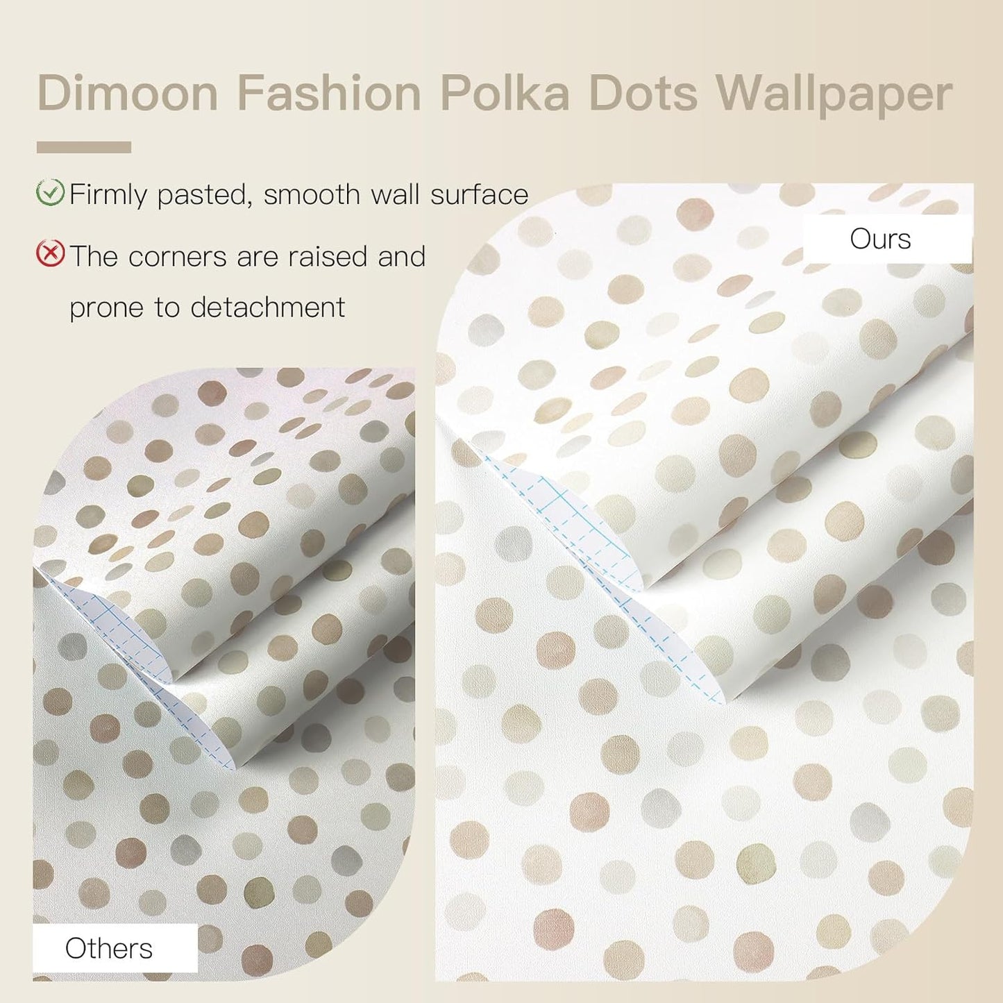 Dimoon 17.3" X 78.7" Peel and Stick Wallpaper Floral Contact Paper Boho Beige White Renter Friendly Natural Wall Paper Waterproof Removable Self Adhesive Wallpaper for Bedroom Livingroom Vinyl Roll