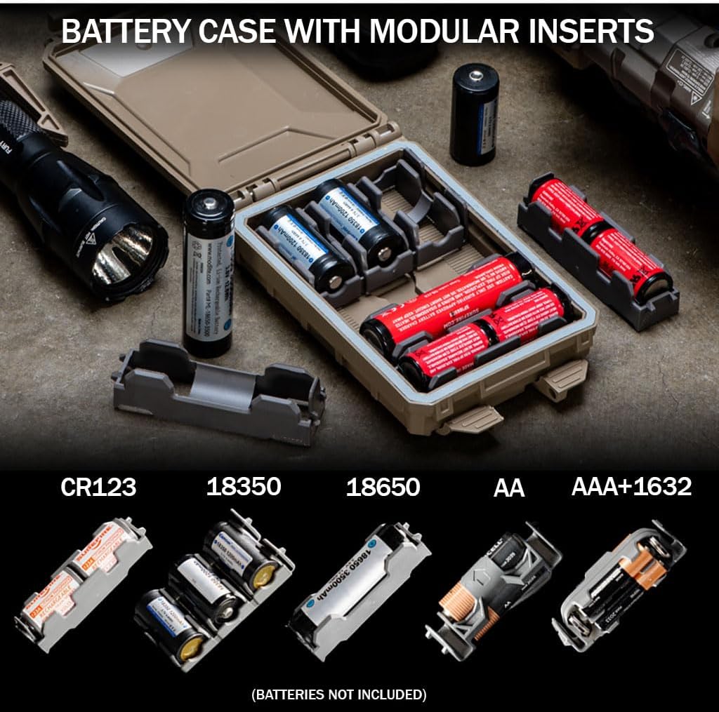 Thyrm CellVault-5M Modular Battery Storage for CR123, 18650, 18350, CR2032 Batteries with Movable Inserts, Made in USA