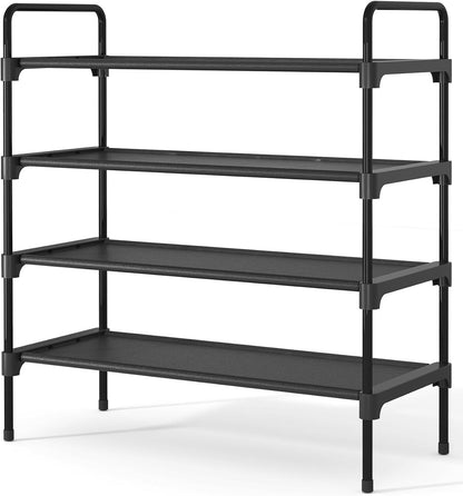 Kitsure Shoe Rack for Closet, Sturdy Shoe Storage for Entryway, Space-Saving Shoe Rack Small and Shoe Shelf, 27.6" Wide, Black