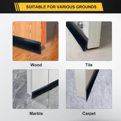 4-Pack Garage Door Brush Seal – Cepia Black Bottom Sweep – Roll-Up Door Stripping, 2.80" Wide x 39.3" Long, Aluminum Alloy Base, Ideal for Exterior Doors and Industrial Use (157.5 in / 400 cm)