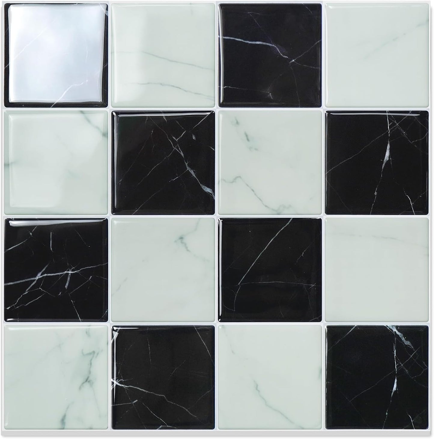 STICKGOO 10 Sheets Peel and Stick Backsplash - 9" x 9" 4D Adhesive Peel and Stick Tile Backsplash for Kitchen&Bathroom