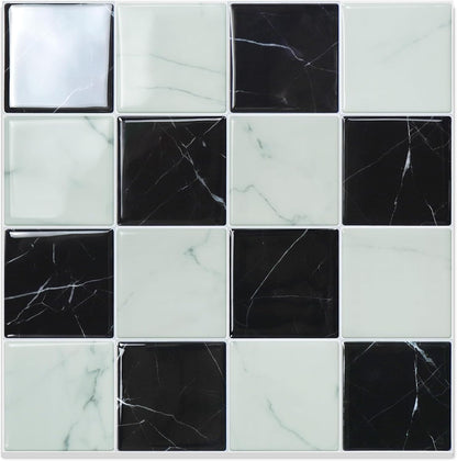 STICKGOO 10 Sheets Peel and Stick Backsplash - 9" x 9" 4D Adhesive Peel and Stick Tile Backsplash for Kitchen&Bathroom