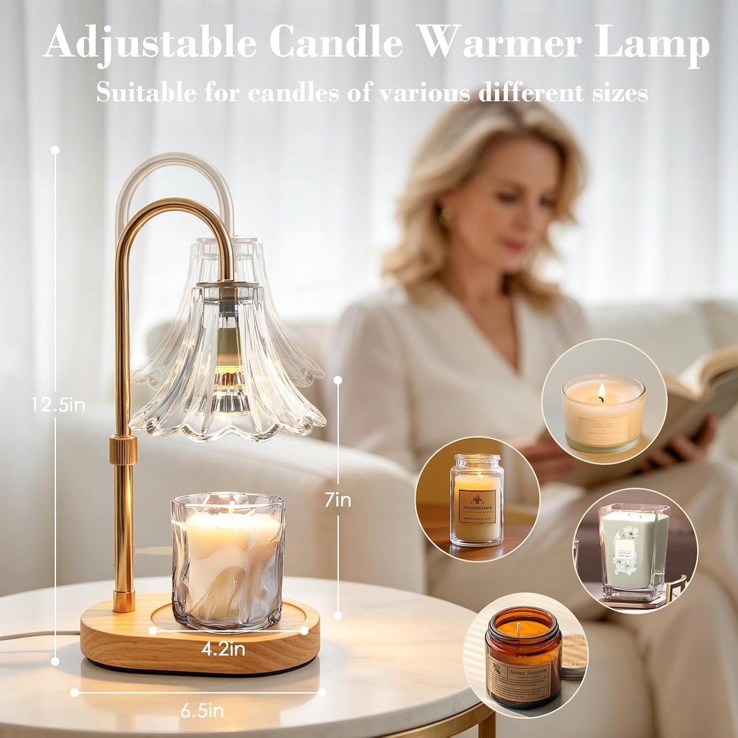 Adjustable Candle Warmer Lamp with Timer: Mothers Day Gifts Lamp fits All Candle Jar Home Decor - Wax Warmer for Scented Wax - Birthday Gifts for Women