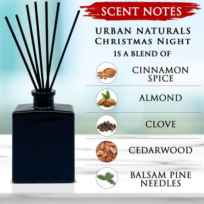 Urban Naturals Smoked Vanilla Reed Diffuser Set with Vanilla Bean, Sandalwood & Leather – 5 Ounce Sleek Black Rectangular Refillable Glass Bottle – Made in the USA