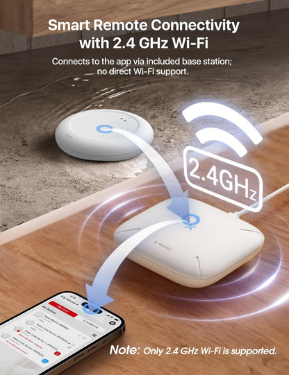 X-Sense Water Leak Detector Kit, Wi-Fi Water Sensor Alarm, SWS0A41 | Base station included for app alerts; water alarm coverage for sinks, heaters, washers, bathrooms, basements and garages