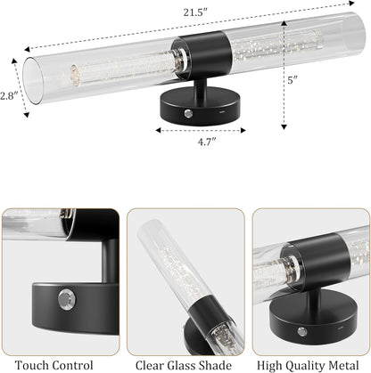 10000mAh Battery Operated Wall Sconce Set of 2, Rechargeable Wireless Wall Lights with Remote Control, Dimmable Timer 3 Color Temperature Glass Wall Lamp for Living Room Bedroom Gold 21.5 Inch