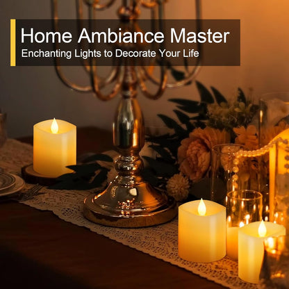 3x3 Flameless Candles with Remote Set of 2, 3 inch Battery Candles Flickering with Timer, LED Pillar Candle for Indoor/Outdoor, White