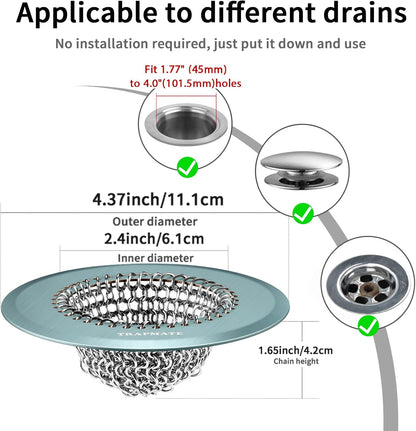 TRAPMATE Shower Drain Hair Catcher, 4.4" Easy Clean Bathtub Drain Hair Catcher, Anti-Slip Bath Tub Drain Protector, Upgraded 304 Stainless Steel Shower Sink Drain Cover for Bathroom (Patented Product)