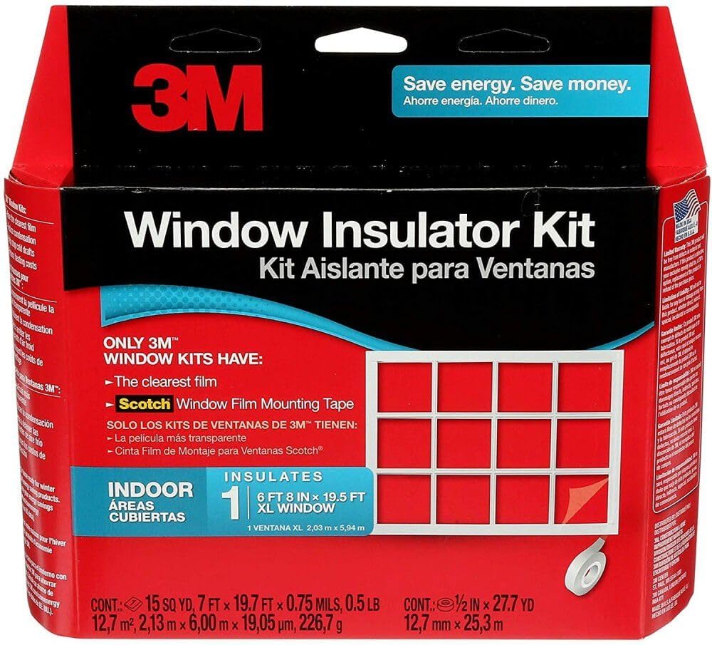 3M Indoor Window Insulation, Insulator Kit for 1 Window 6'-8" x 19.5' ft, Keeps Cold Air Out and Warm Air In, Includes Heat Shrink Window Film and Scotch Window Film Mounting Tape (2149W-6)