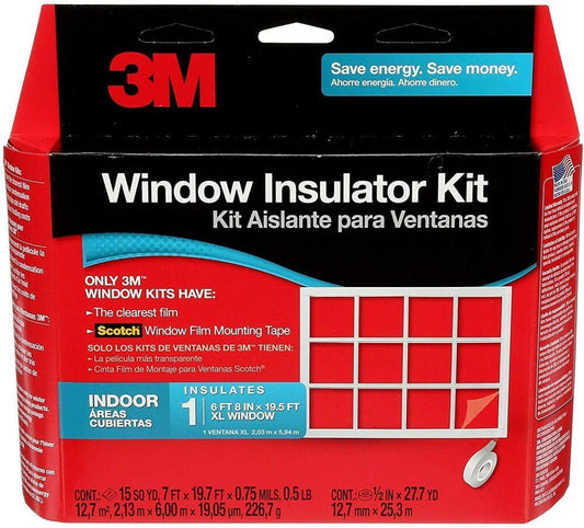 3M Indoor Window Insulation, Insulator Kit for 1 Window 6'-8" x 19.5' ft, Keeps Cold Air Out and Warm Air In, Includes Heat Shrink Window Film and Scotch Window Film Mounting Tape (2149W-6)
