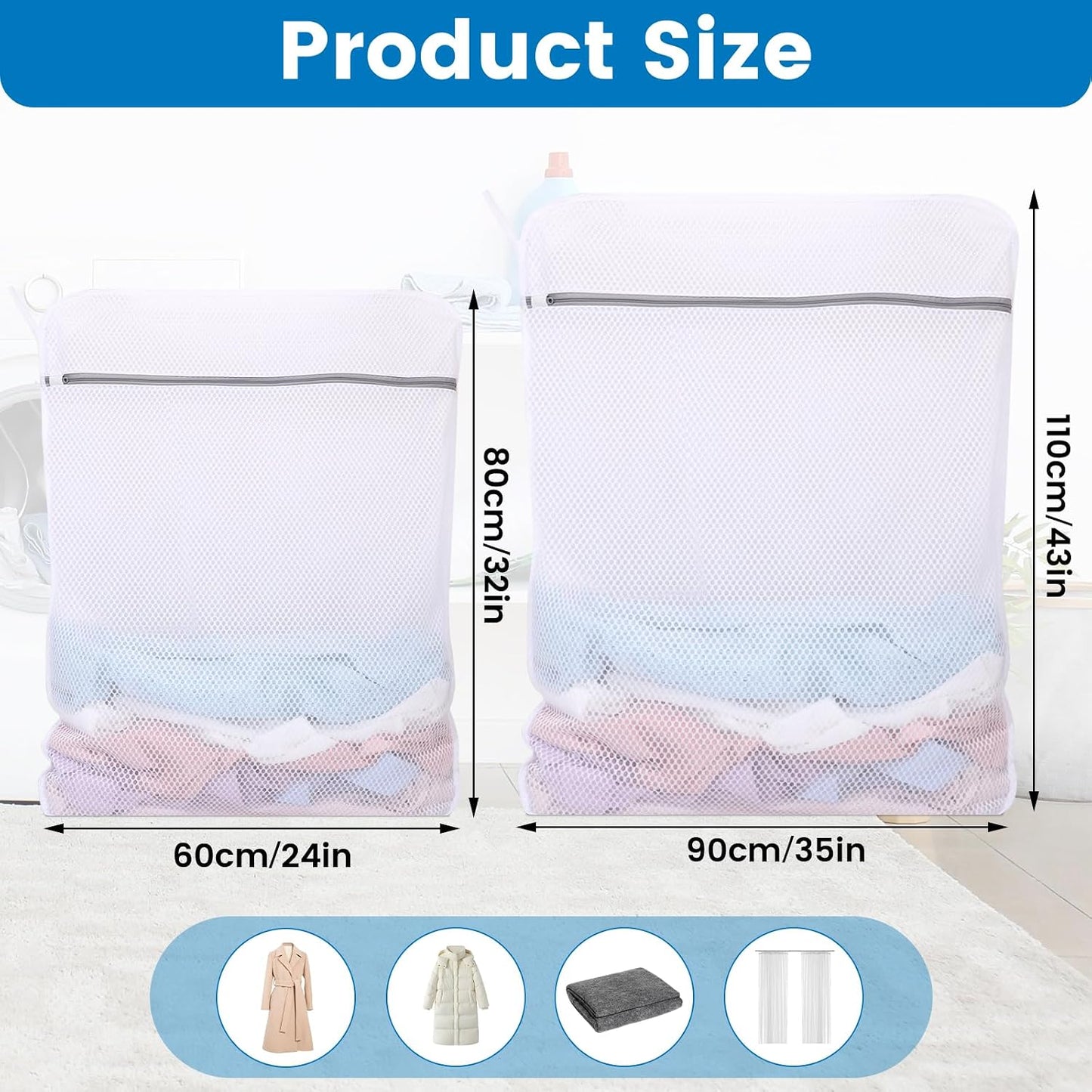 Dntorx 2 Pack XX-Large Mesh Laundry Bags for Delicates, 24 x 32 Inches Reusable Laundry Bag Durable Wash Bags for Washing Machine for College, Family, Travel, Storage