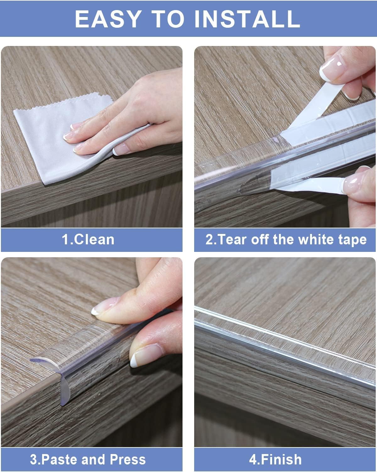Baby Proofing, 6.6ft Edge Protector Strip Clear, Silicone Soft Corner Protectors with Upgraded Pre-Taped Strong Adhesive, Edge Protectors for Sharp Corners of Cabinets, Tables, Drawers
