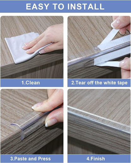 Baby Proofing, 6.6ft Edge Protector Strip Clear, Silicone Soft Corner Protectors with Upgraded Pre-Taped Strong Adhesive, Edge Protectors for Sharp Corners of Cabinets, Tables, Drawers