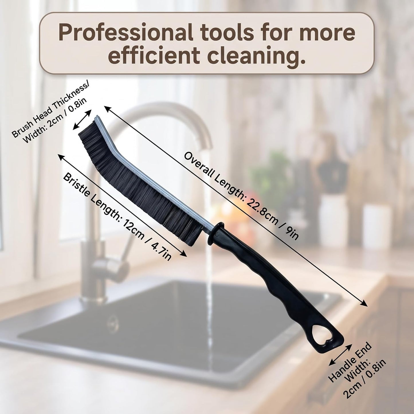 4 Pcs Multi-Purpose Hard Bristle Crevice Cleaning Brush Small Deep Gap Cleaning Tools Scrub Brushes Household Use Versatile Thin Grout Brush for Kitchen Window Tile Bathroom Shower Corner Toilet Black